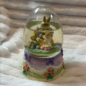 1996 Rebecca Rabbit with Arthur and Eleanor Musical Snow Globe